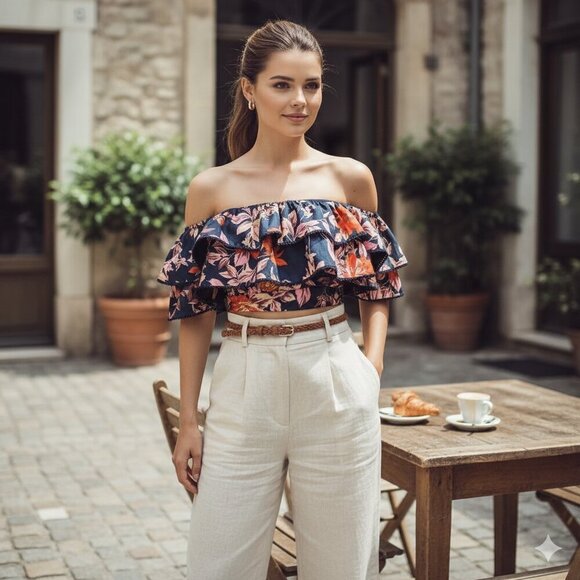 Keepsake the Label Real Love Black Floral Ruffle Blouse Crop Top Size Small NWT - Picture 1 of 13